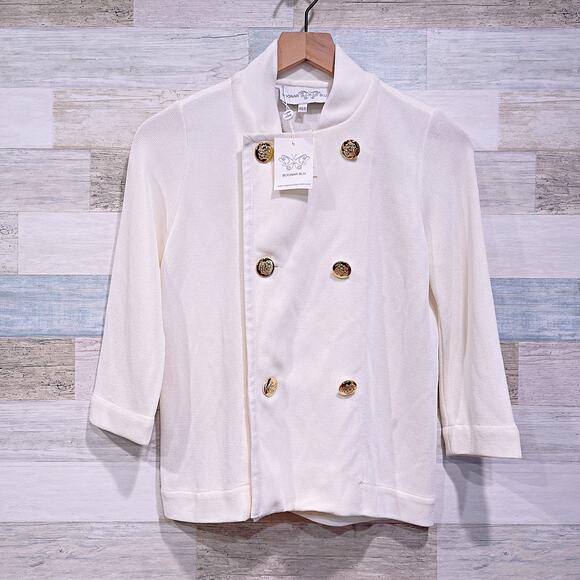 Bognar & Piccolini Double Breasted Lady Jacket Cream Gold Buttons Womens S XS - Picture 1 of 9